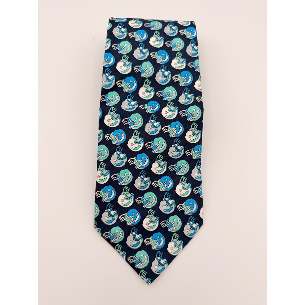 Utopia Mens Silk Necktie Navy Blue Teal Football Helmet Sports Novelty Tie